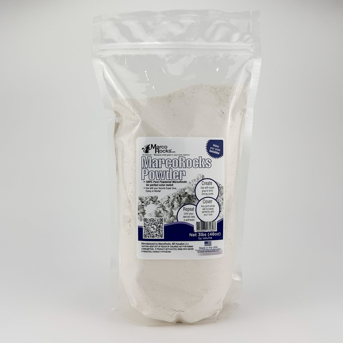 MarcoRocks Powder (fine crushed MR rock) 3lbs Coralline or Natural