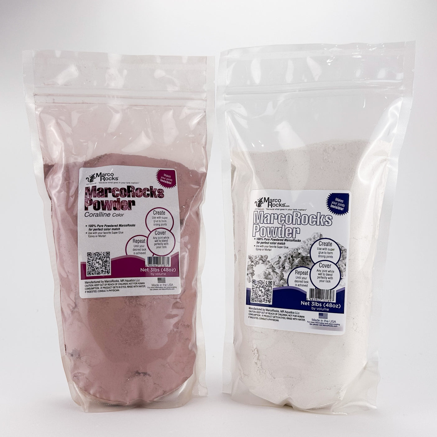 MarcoRocks Powder Rock 3lbs Coralline or Natural