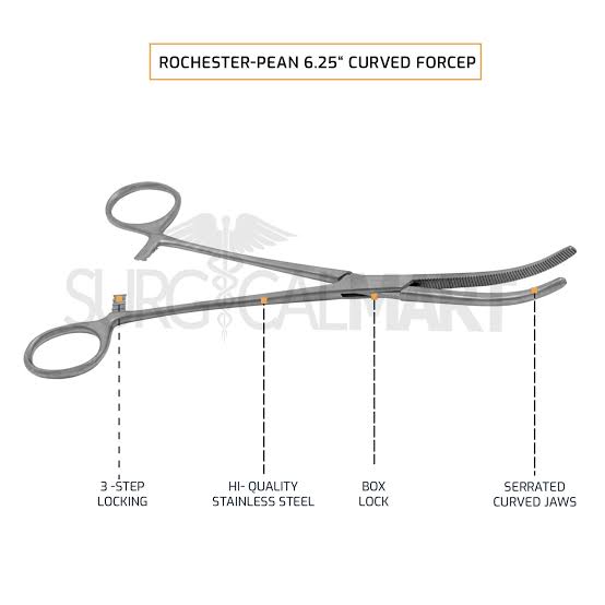 Hemostat Rochester Pean 7.25"